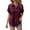 Wine, variant on Trendy Women's Casual V-Neck Long Sleeve Solid Shirt with Lace Detailing for Everyday Wear and Style Plus Size Summer Outfits Vetement Femme Chic