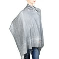 thumbnail image 2 of Falari Women's Large Double Layered Pashmina Shawl Wrap Border Pattern Scarf Silver Grey, 2 of 4