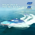 thumbnail image 3 of DEERC High Speed RC Racing Boat W/Shark Graffiti, 20+ MPH, Fast Remote Control Boat W/LED Lights for Pools and Lakes, 2.4Ghz RC Shark Toy for Kids & A, 3 of 9