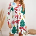 thumbnail image 5 of WTOBBY Women's Christmas Themed Dress Loose V-Neck Long Sleeve Casual Holiday Print Party Wear with Festive Design for Special Events,Wine L, 5 of 6