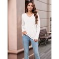 thumbnail image 6 of Womens Long Sleeve Shirts V Neck Casual Tops Loose Dressy Basic Fall Fashion Trendy Outfits Winter Clothes White XL, 6 of 8