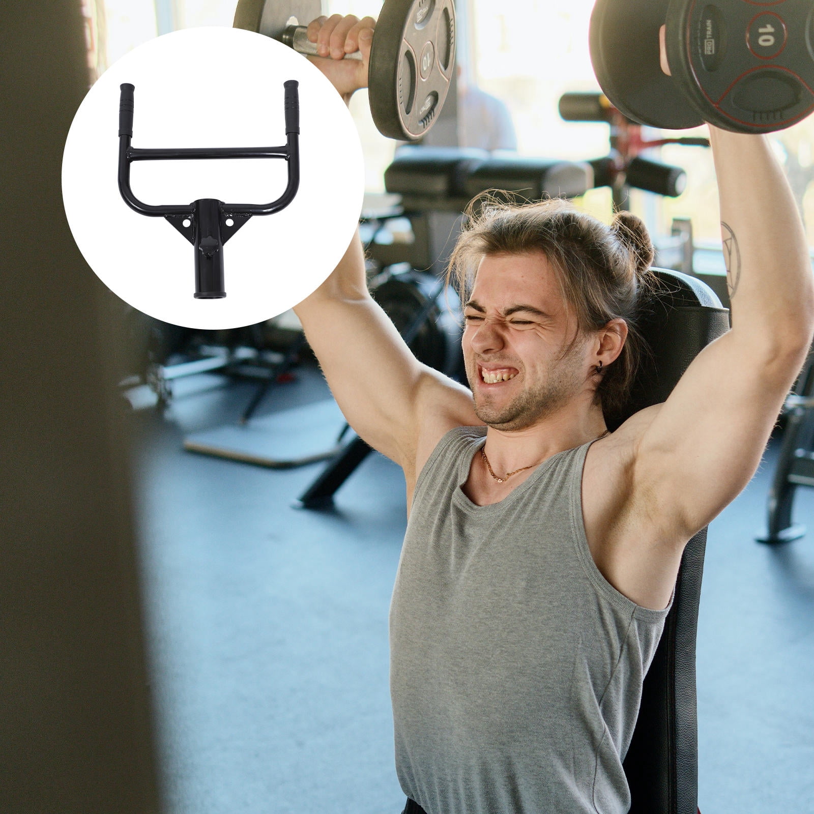 PENIKOKO Black Barbell Handle Gym Equipment for Back Pulling Exercise, Easy to Install Fitness Workout Accessory, 1Pc