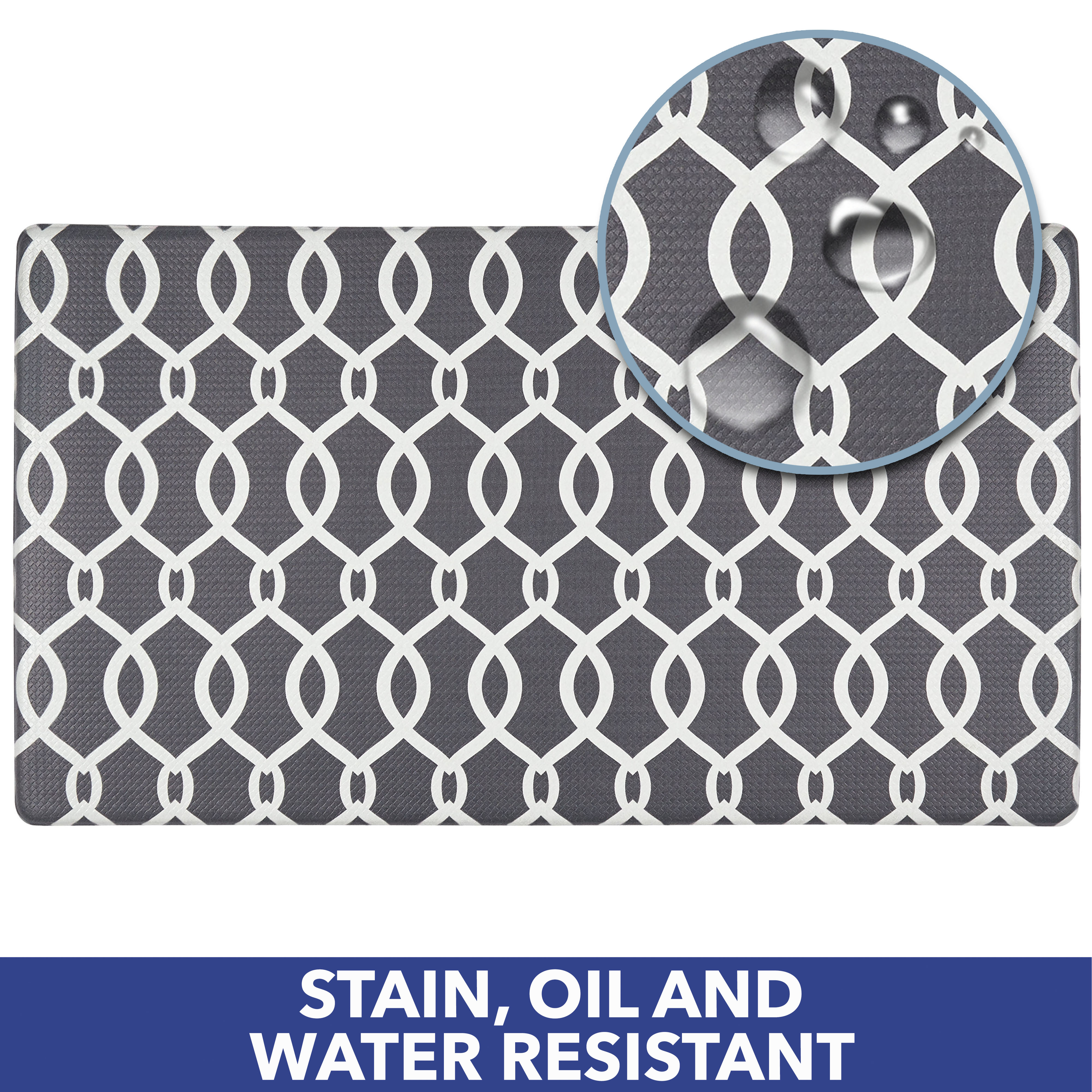 SoHome Cozy Living Kochi Lattice Anti-Fatigue Kitchen Mat, Black/White, 17.5"x30"