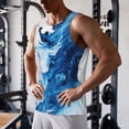 thumbnail image 5 of Pofeuu Blue White Fluid Art Print Men's Workout Tank Tops Sleeveless Muscle Gym Shirt Quick Dry-X-Large, 5 of 7