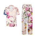 thumbnail image 5 of TSOVTHRID Vintage Rose Print Pajama Set for Women Soft Short Sleeve Pajama with Long Pants Breathable Nightwear, Size M, 5 of 7