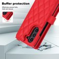 thumbnail image 6 of TECH CIRCLE for Samsung Galaxy Z Fold 6 Wallet Case with S Pen Holder,  Premium Leather Magnetic Clasp Kickstand Crossbody Lanyard Wrist Strip Shockproof Stylish Protective Cover,Red, 6 of 8