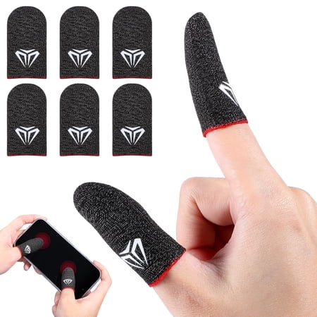 6 Pieces Gaming Finger Sleeves Anti Sweat Gaming Thumb Sleeve Silver Fiber Thin Mobile Finger Protectors Smooth Feel Gamer Gloves Accessories for Most Touchscreen Devices Tablet Phone