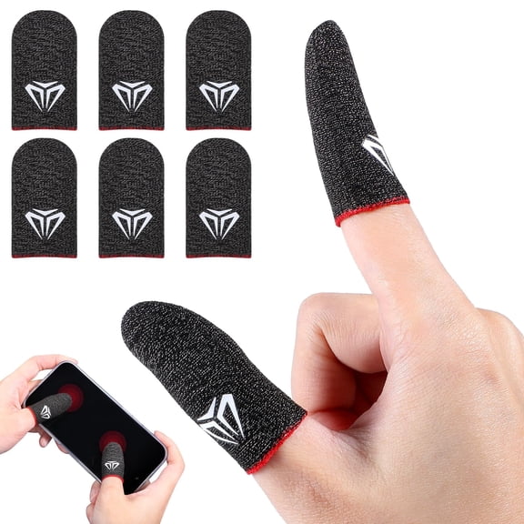 6 Pieces Gaming Finger Sleeves Anti Sweat Gaming Thumb Sleeve Silver Fiber Thin Mobile Finger Protectors Smooth Feel Gamer Gloves Accessories for Most Touchscreen Devices Tablet Phone