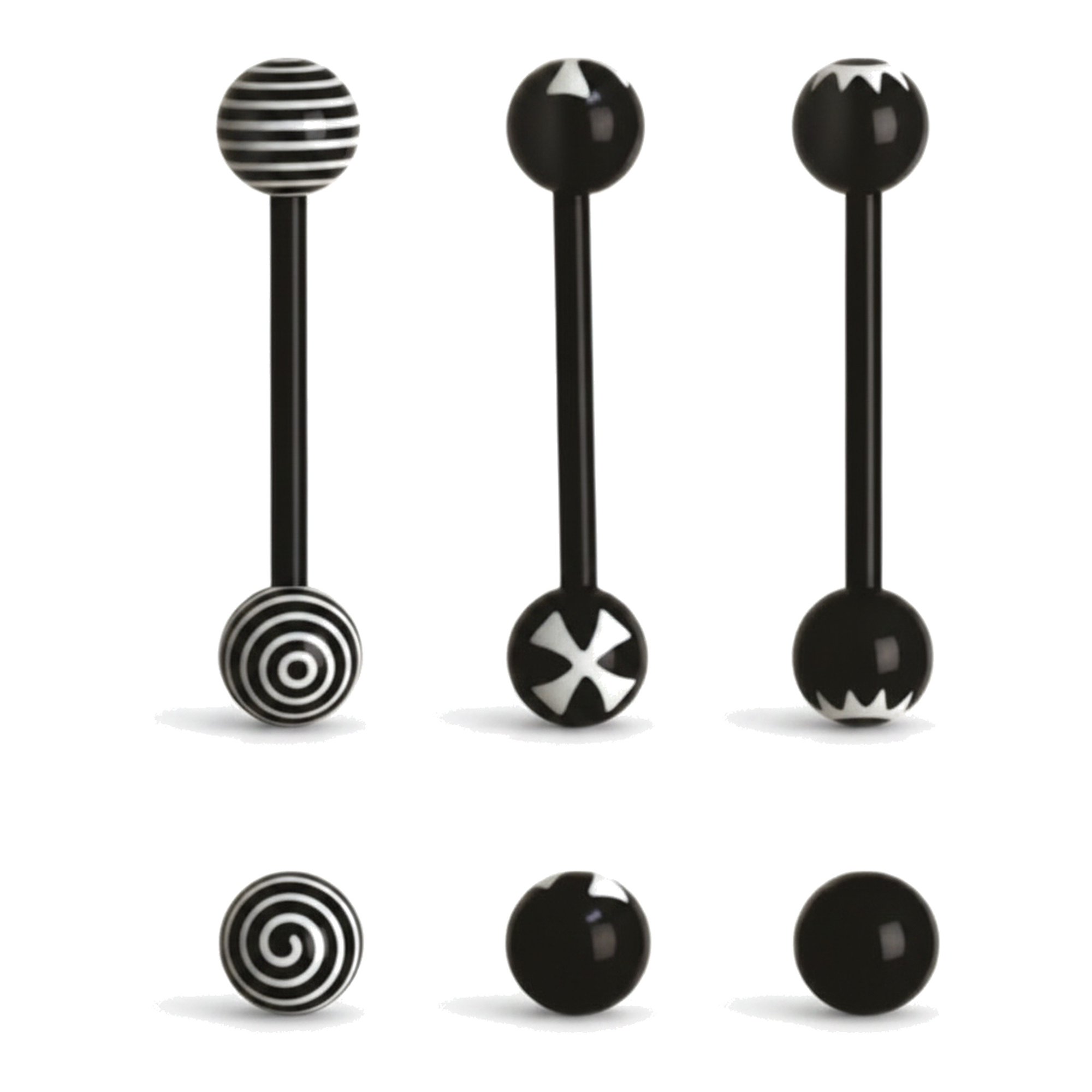 Jewelry by Sweet Pea Hypnotic, Iron Cross and Jigsaw Acrylic Barbell Body Jewelry 14G Set of 3