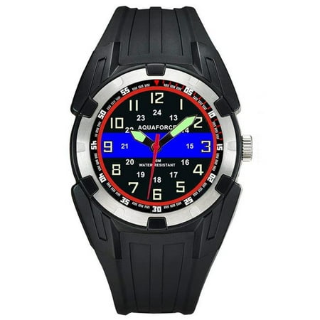 - Aquaforce 56TBL Super Luminous Hands Black PU Case & Strap Analog Watch - Stainless Steel Bezel
