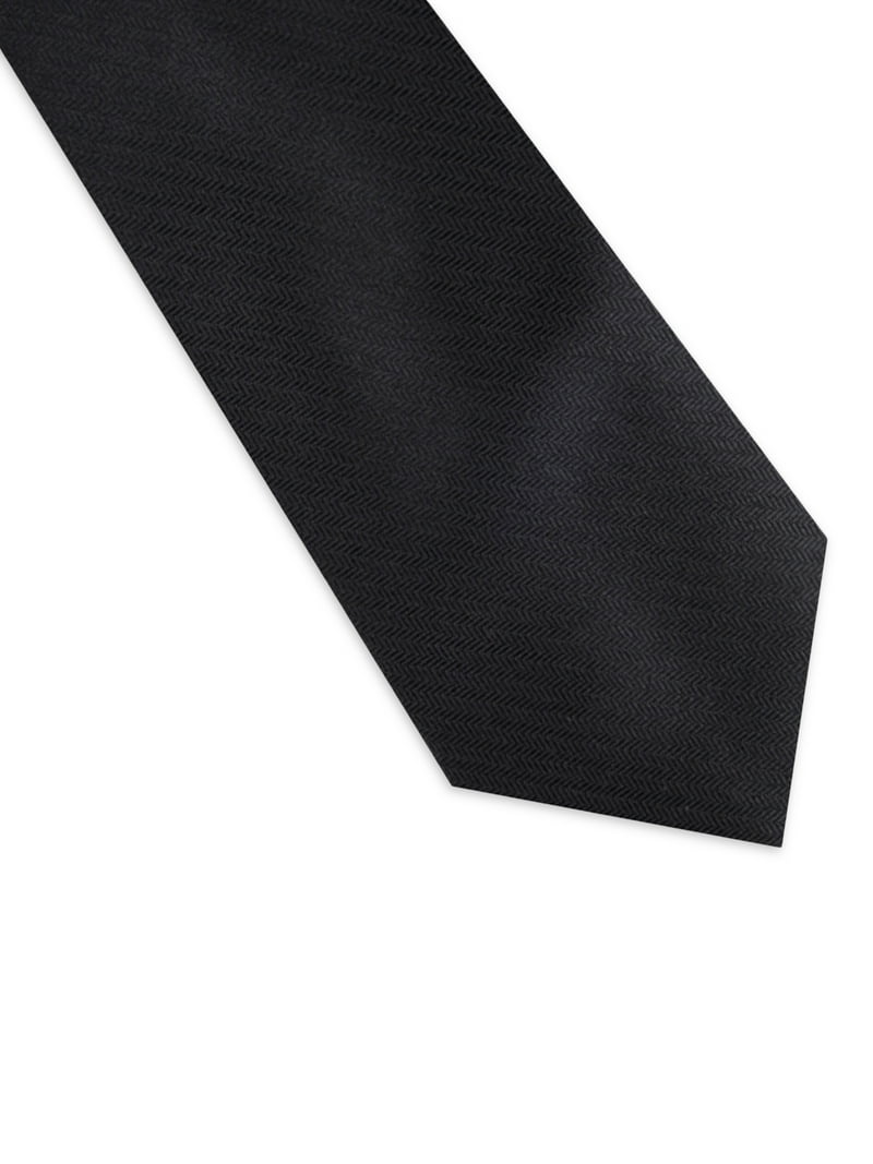 George Men's Solid Black Slim Necktie, One Size