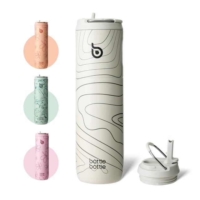 Botella de Agua Aislada BOTTLE BOTTLE 710 mL con Tapa con Popote Gris Pico