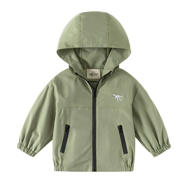LYHaoo Coupe-Vent Mince à Capuche Décontracté 2025 pour Garçons Classique Mignon Vert Tailles 3-4 Ans