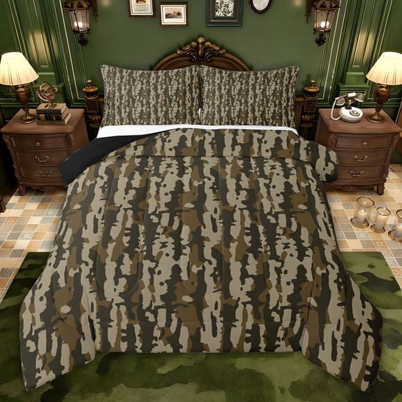 Castle Fairy Kids Vintage Camouflage Twin Comforter Sets,Geometric Camo Bedding Set