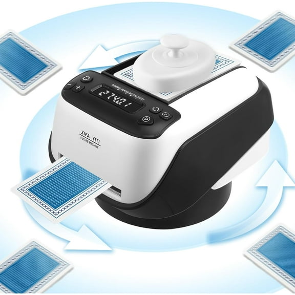 360° Rotating Automatic Poker Shuffler for Up to 8 Players, Rechargeable Electronic Card Dispenser for Poker, UNO, Blackjack, Texas Hold'em