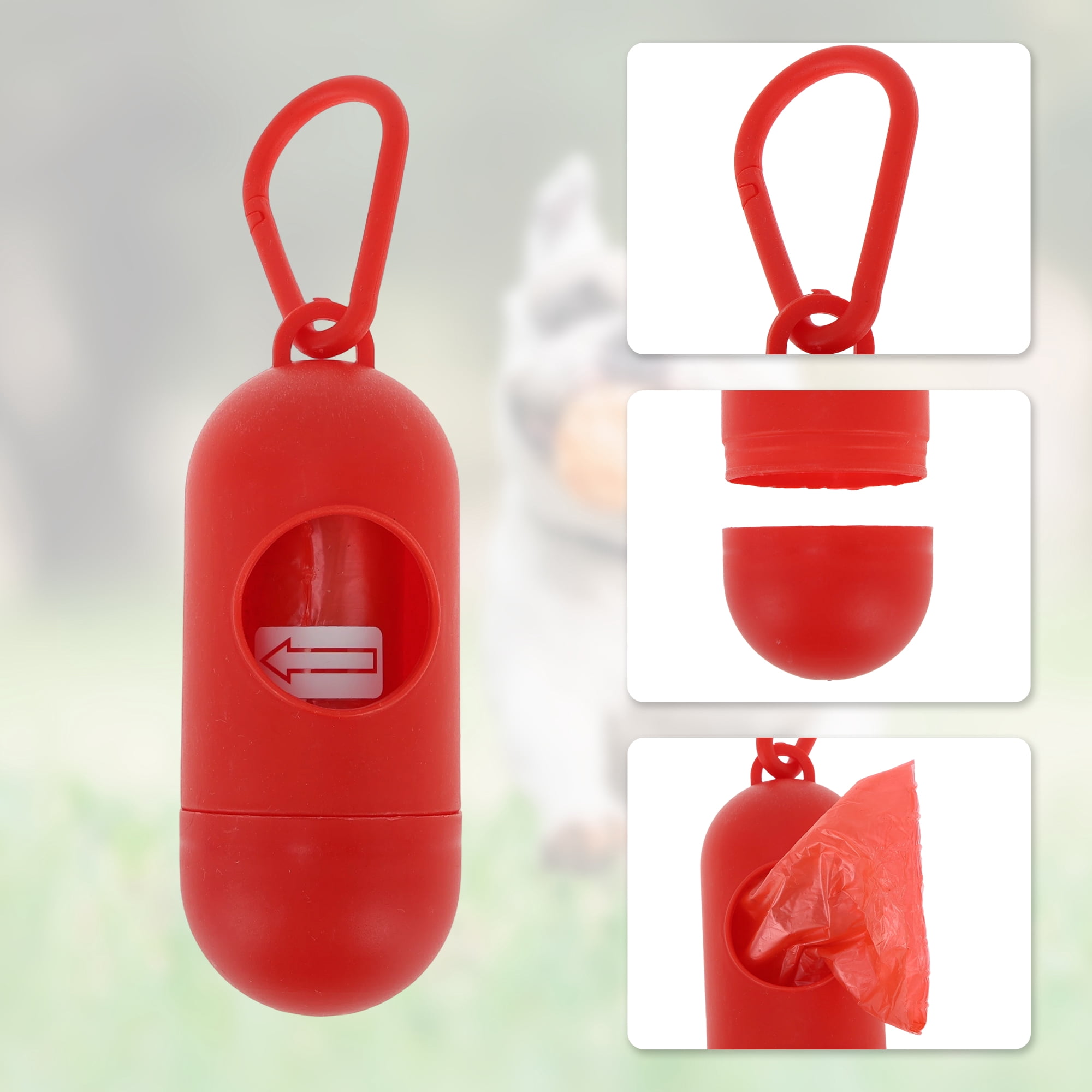 Unique Bargains Pill-shaped Poop Bag Dispenser 4 Pcs White, Red, Blue