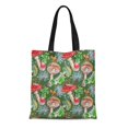 thumbnail image 1 of JSDART Sac en Toile Réutilisable Sac de Courses Coloré de Mouches, Grebes, Mousses et Lichens Aquarelle Rouge, 1 of 1