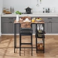 thumbnail image 4 of 3-Piece Bar Table Set for 2, Counter Height Dining Table Set with PU Upholstered Chairs & Built-in Storage for Small Space, 4 of 9