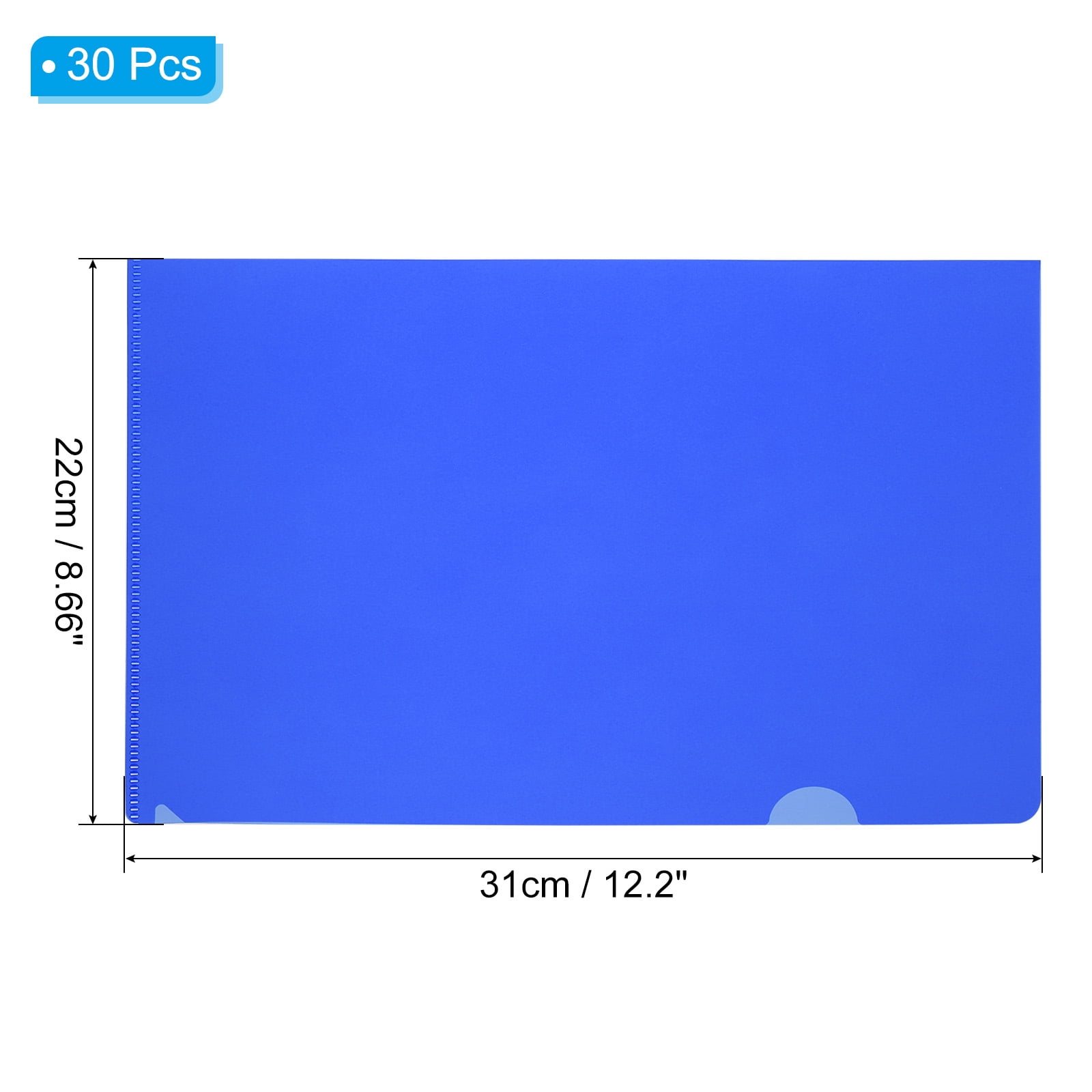 Uxcell L Type Folders 30 Pack A4 Plastic File Project Pockets Clear Paper Document Jacket Sleeves Dark Blue