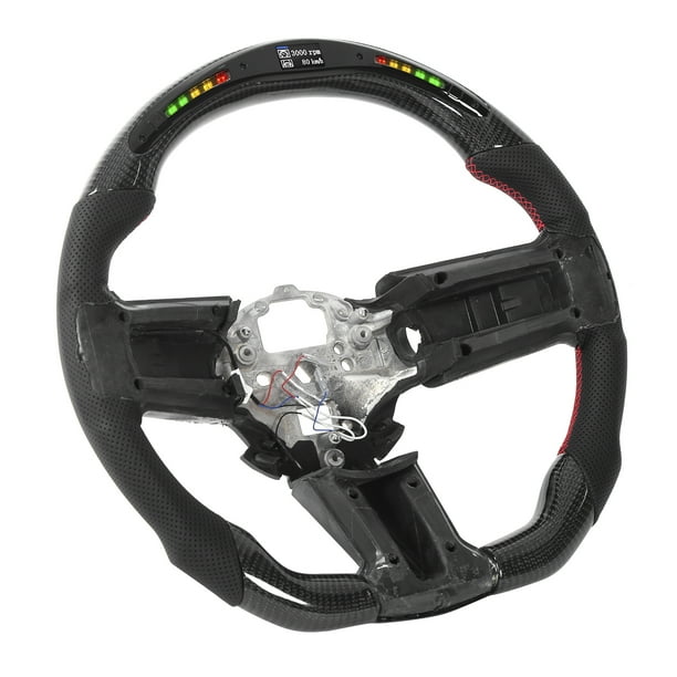 Steering Wheel, Finger Ridges Carbon Fiber Steering Wheel Red Stitching