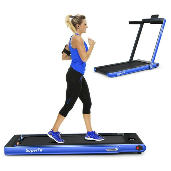 Yardi Yard 2-in-1 Electric Motorized Health and Fitness Folding Treadmill with Dual Display-Blue, Treadmill for Walking & Running