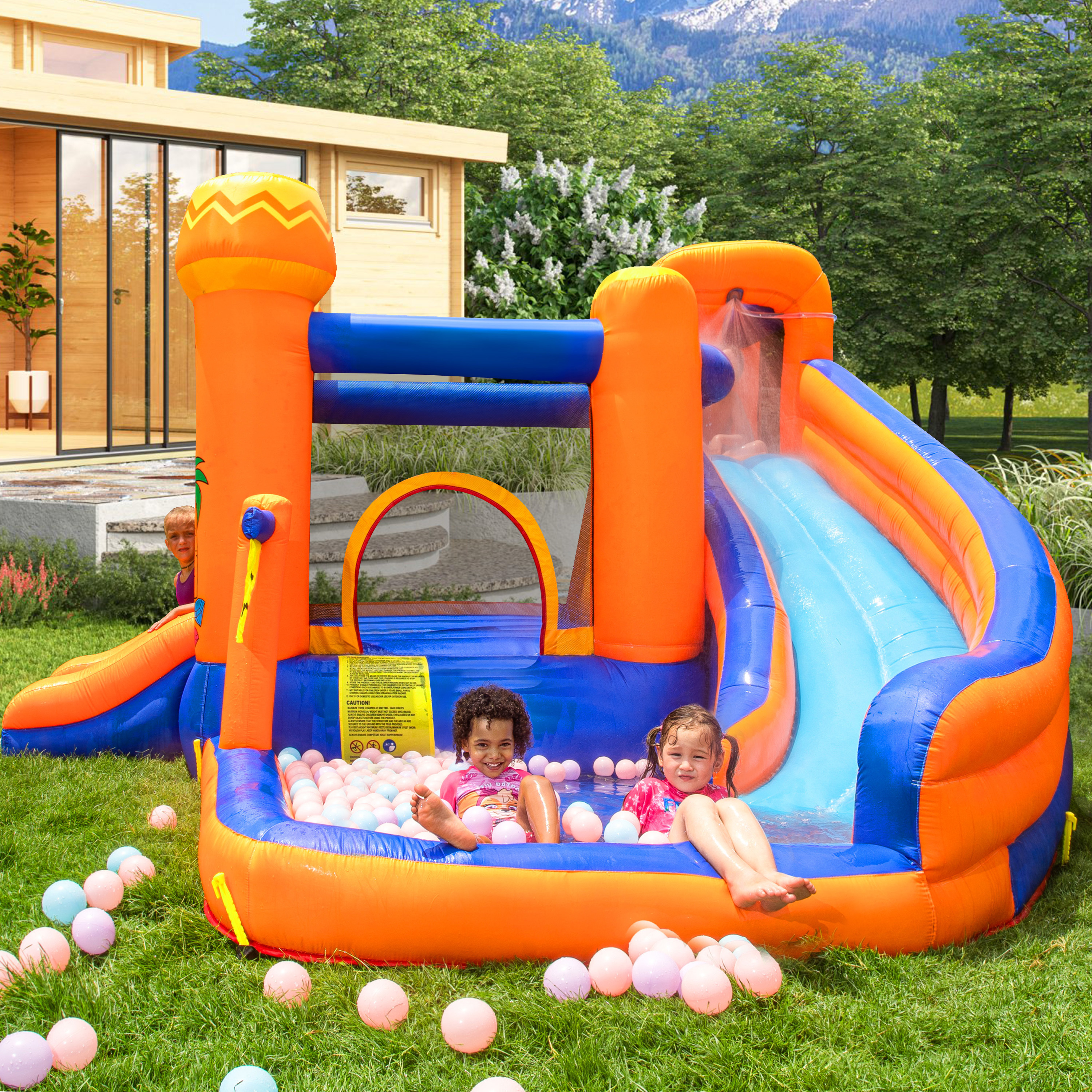 CAIKUITONRON Inflatable Jumper Bounce House Jump 'n Slide Bouncer