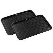All Weather Boot Tray, 2 Pack by Trimate -Water Resistant Plastic, Multi-Purpose for Shoes, Pet Feeding Trays, Garden-Mudroom Entryway, Garage, Indoor or Outdoor -- Medium, 24"x16" -- (Black)