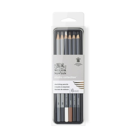Winsor & Newton Studio Collection Sketching Pencil Tin Set, 6-Pieces