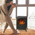 thumbnail image 6 of Pawverly 22" Electric Fireplace Heater, Freestanding Stove with Realistic LED Flames and Logs, Overheat Protection, 750W/1500W, Black, 6 of 8