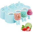 thumbnail image 1 of Cartoon Popsicle Molds, 6 Pieces BPA Free Popsicle Maker Reusable Ice Pop Molds With Sticks, Easy Release & Clean for Family DIY Homemade Popsicle - Blue, 1 of 8