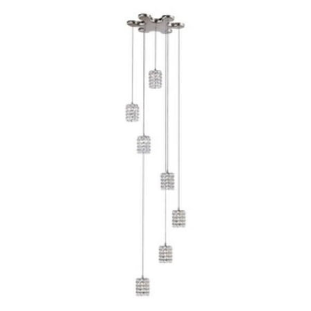 Trans Globe Cube Drop - Seven Light Round Pendant, Polished Chrome Finish with Prism Cut Bead Crystal