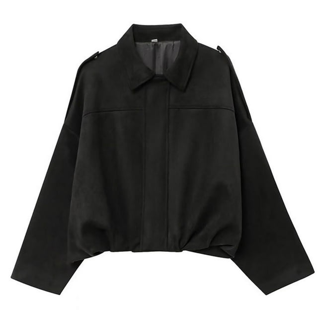HOZADOIE Vestes pour Femmes Manches Longues Décontractées Amples Mignonnes Manteau Col Rond Décontracté Hauts Légers Confortables Mode Automne Vêtements d'Hiver