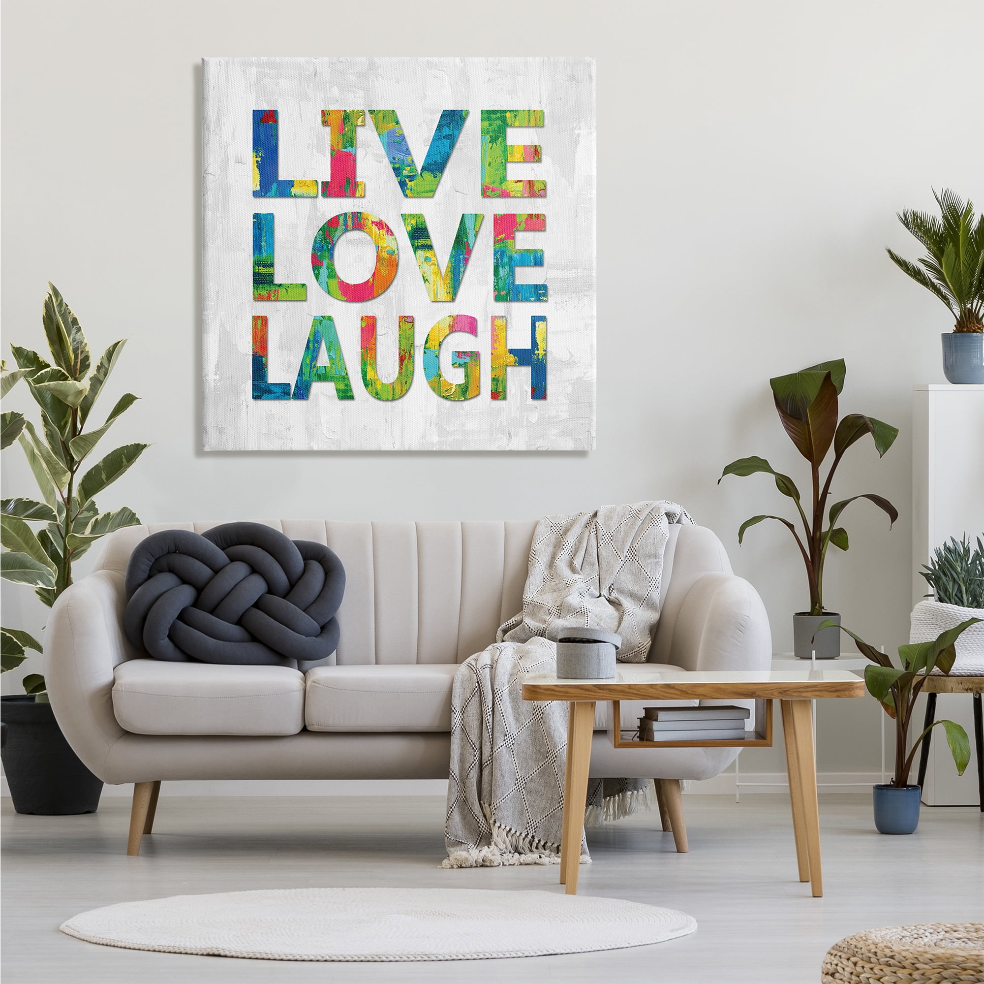 Stupell Industries Live Love Laugh Sentiment Bold Abstract Paint Typography, 36 x 36, Designed by Jamie MacDowell