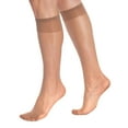 thumbnail image 3 of Sheer Knee High Socks for Women 15 Denier Stay up Band (Bronze) 3 Pairs, 3 of 5