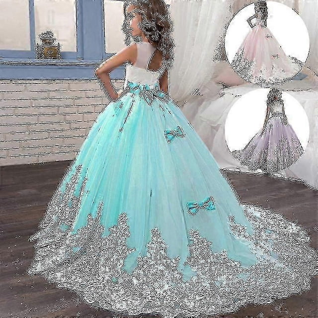 Girls Lace Long Prom Gowns Bridesmaid Kids Dresses For Girls Teens Girl Party Dress Kids Princess Evening Formal Wedding Vestido