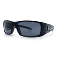 thumbnail image 4 of Locs Mens Skull Arm Thick Temple Wrap Biker Gangster Sunglasses Matte Black, 4 of 8