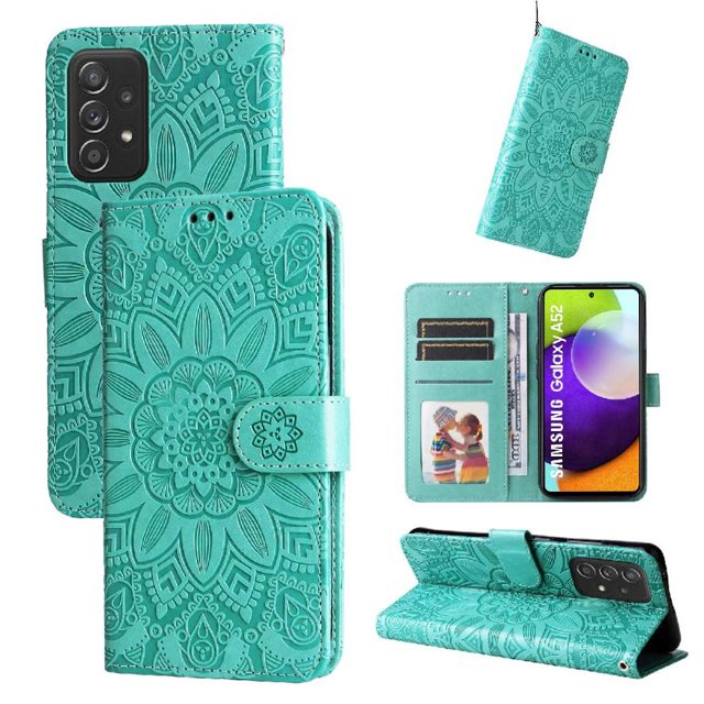 Funda tipo cartera GANGXUN para Samsung Galaxy A52 , diseño girasol, cuero PU, soporte, cierre magnético, tarjetero