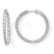 Primal Silver Sterling Silver Rhodium-plated Graduated Cubic Zirconia In and Out Round Hoop Earrings
