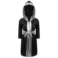 thumbnail image 1 of Yeahdor Enfants Garçons Robe de Boxe Art Martial Muay Thaï Uniforme Manches Longues Coup de Pied Boxe Robe à Capuche Ensembles Noir&Argent A 14, 1 of 5