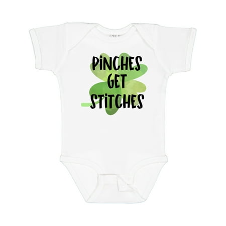 

Inktastic St. Patrick s Day Pinches Get Stitches Shamrocks Gift Baby Boy or Baby Girl Bodysuit