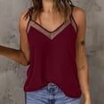 thumbnail image 2 of Summer Womens Plus Size Tank Tops Solid Colors Lace Patchwork V-Neck Straps Athletic Tank Top — Wine∣2XL, 2 of 9