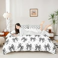 thumbnail image 3 of Erosebridal Gird Bow Comforter Cover Twin,Black White Plaid Print Bedding Twin Size,Cute Bow-Tie Duvet Cover Twin For Teens,Microfiber Bedroom Decor Reversible,2 Pieces（No Comforter）, 3 of 7