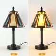 thumbnail image 3 of 15'' Tiffany Table Lamp, Handcrafted Stained Glass Desk Lamp For Living Room,Minimalist Geometric, Mid-Century Modern Light Fixture For Men Gift (Bulb Not Included), 3 of 8