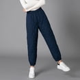 thumbnail image 5 of Women Winter Pants - Elastic High Waist Quilted Pants Diamond-shaped Texture Design Thickened Warm Sweatpants, 5 of 7