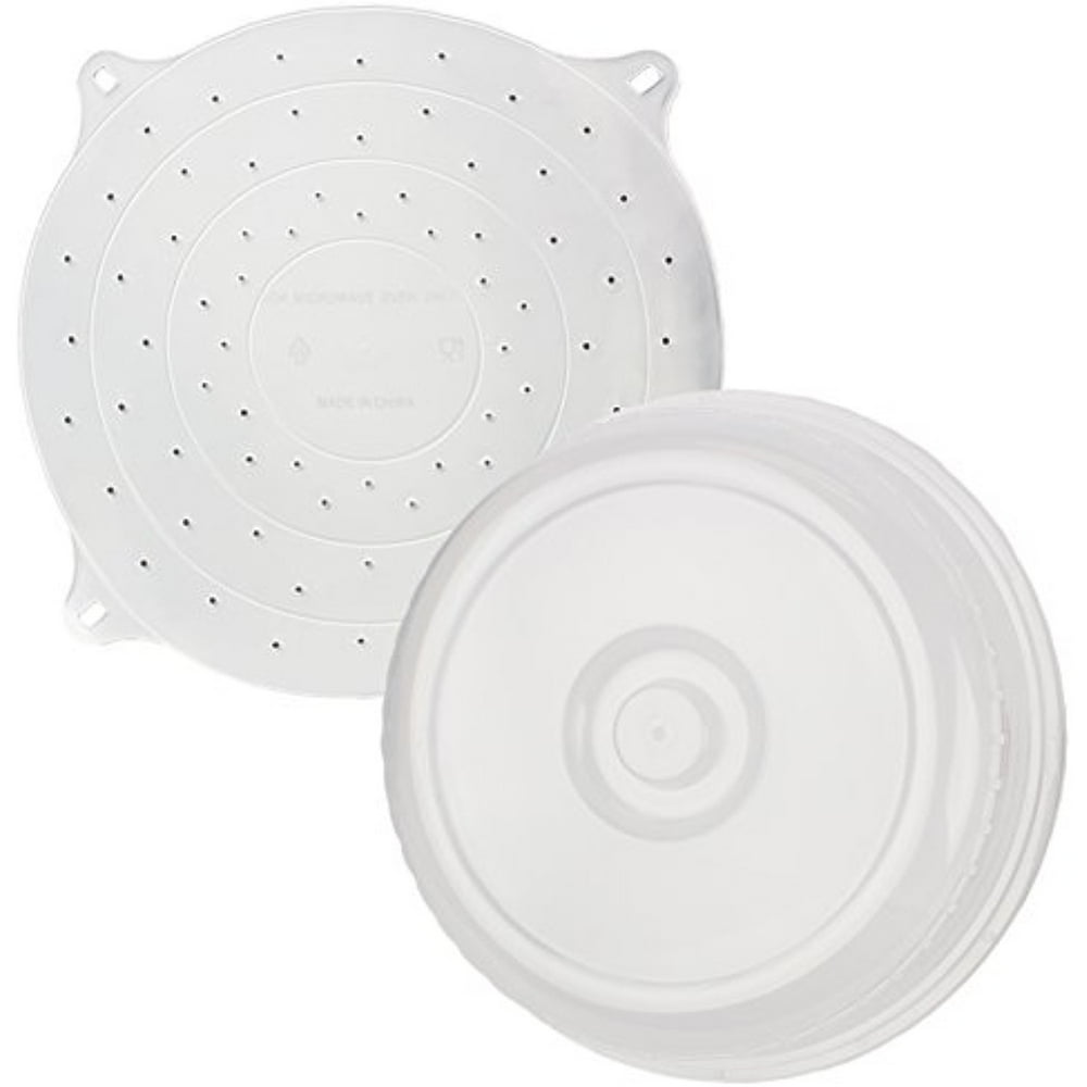 2 Pc Splatter Guard Microwave Cover Set BPA Free Dome & Flat Dish
