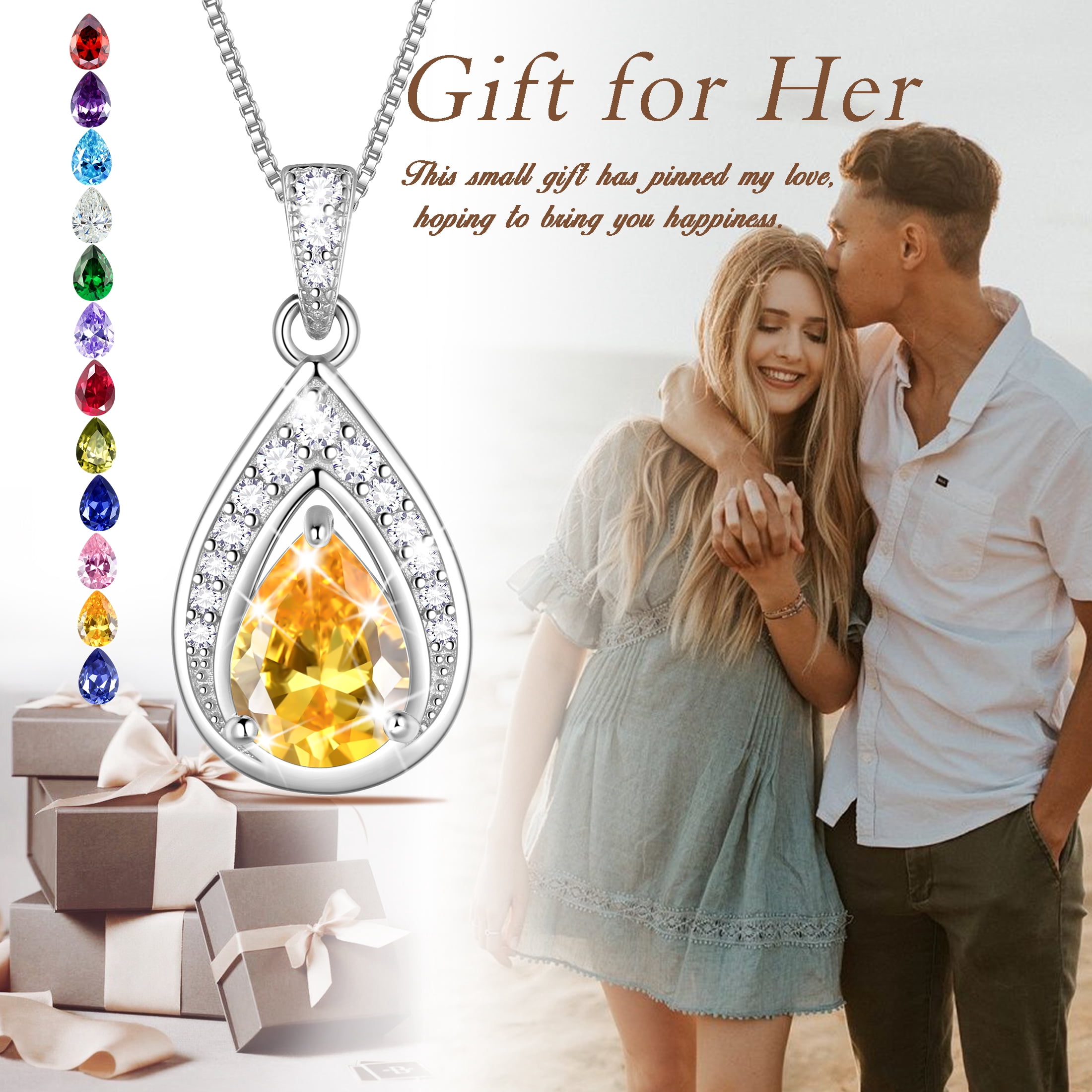 Beautlace 925 Sterling Silver Teardrop December Tanzanite Birthstone Necklace,Pear Cut Pendant Necklace Jewelry Birthday Christmas Gifts for Women/ Wife /Lover