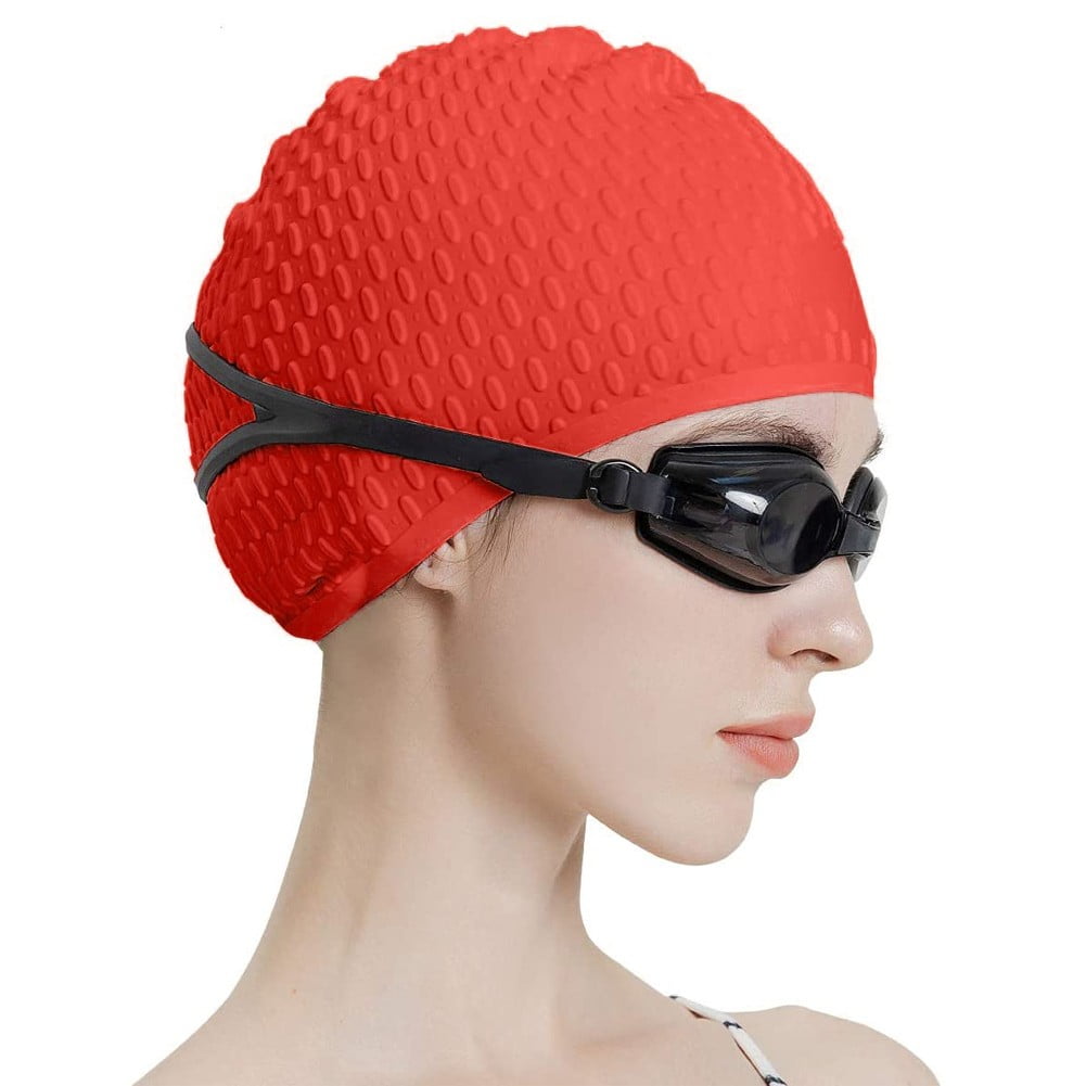 Swimming hat Adult/Senior inc. Reusable Zip Pouch Red 