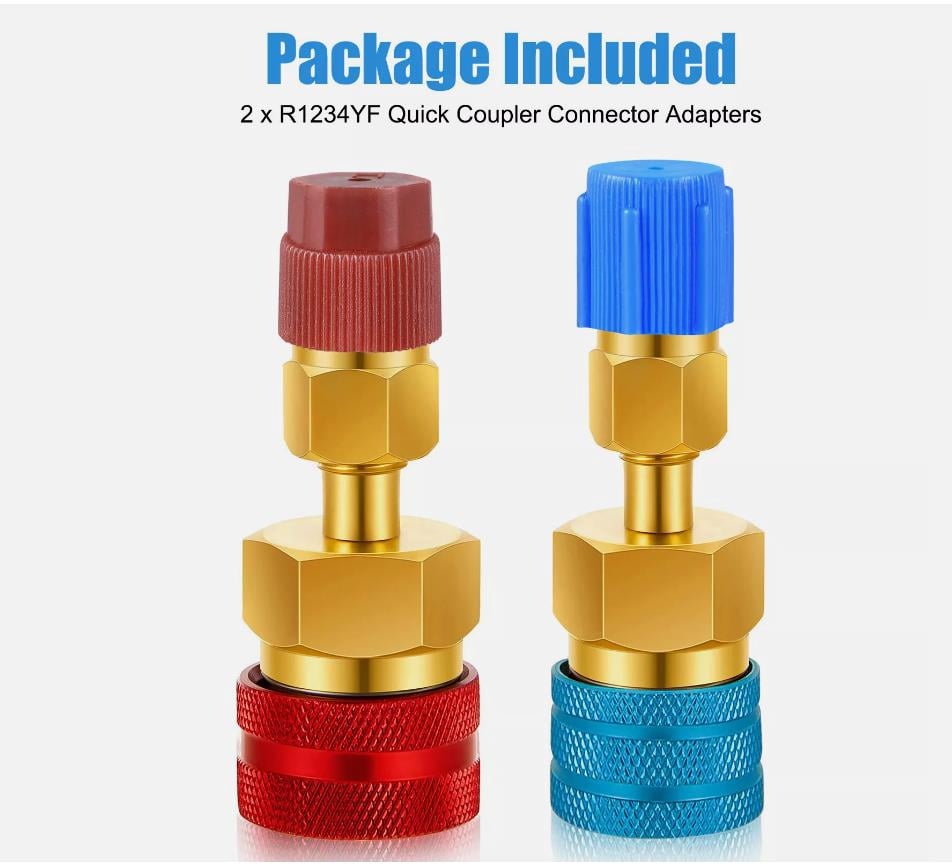 R1234YF Quick Couplers Kit, R1234YF to R134A Conversion Kit, High/Low Side Quick Coupler Adapter, 1234YF Quick Couplers Adapters & AC Hose Connectors for Car AC Refrigerant Charging-2PCS