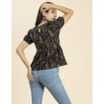 thumbnail image 3 of Moomaya Womens Short Puff Sleeves Peplum Top, V Neck Cotton Crop Top, 3 of 8