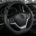 thumbnail image 2 of D-Shaped Flat Bottom Steering Wheel Cover, Men Women Girl Stylish Car Accessory Non-Slip Car Interior Accessories (Black), 2 of 12